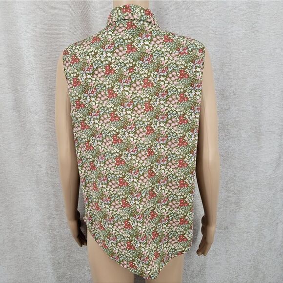 Wrangler Wrancher Shirts Green Floral Sleeveless Pearl Snap Shirt Top Blouse - Picture 5 of 8